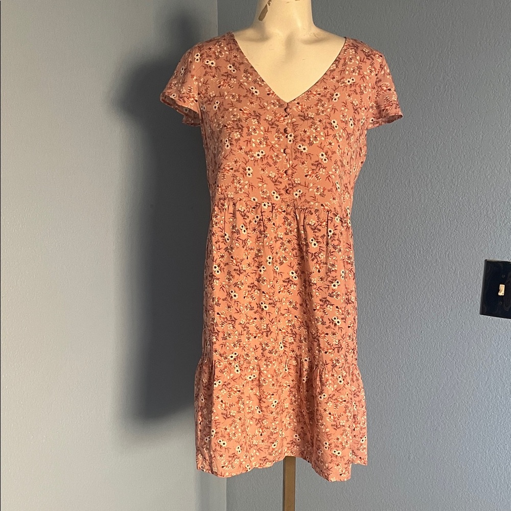 Pink Rose Floral Mini Dress in Soft Pink